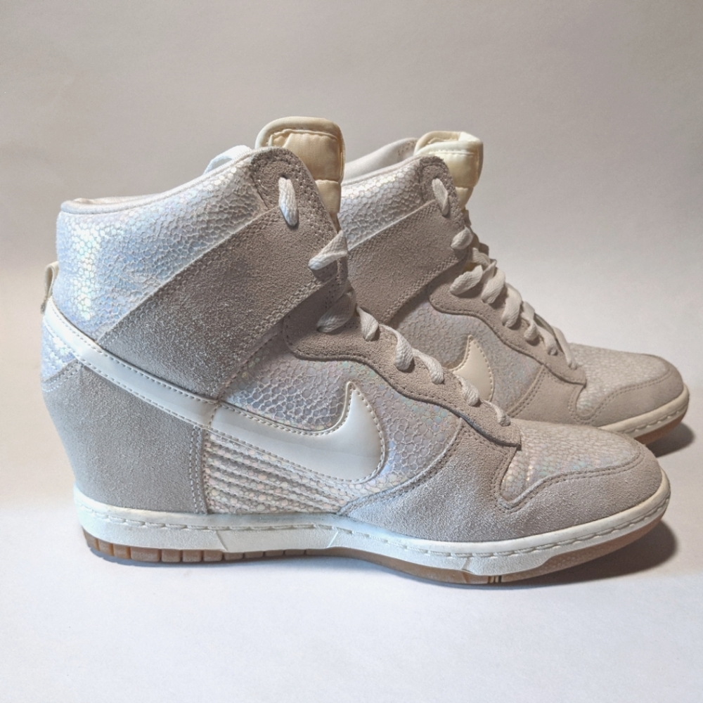 Rare NIKE Sky Hi Dunk Wedge White Leather Shoe 8.5